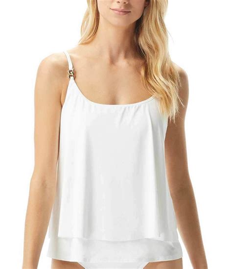 michael kors double layer tankini|Michael Kors Iconic Solids Double Layer Tankini Top .